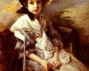 雅克 埃米尔 布兰奇 : Portrait Of A Girl Seated In A Landscape